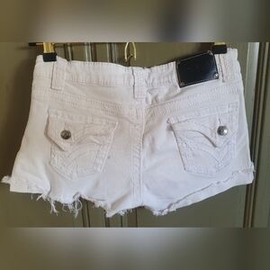 Red Rivet White Jean Shorts